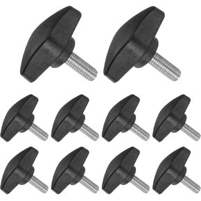 Tee Wing Knobs Thumb Screw, M6 x 16mm Male Thread, Plastic T Thumb Clamping Screw Threaded Stud Hand Knobs Grip, (Applications: for Machinery Lathes), 10-Pieces