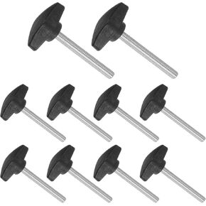 Tee Wing Knobs Thumb Screw, M6 x 55mm Male Thread, Plastic T Thumb Clamping Screw Threaded Stud Hand Knobs Grip, (Applications: for Machinery Lathes), 10-Pieces