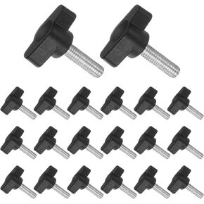 Tee Wing Knobs Thumb Screw, M6 x 20mm Male Thread, Plastic T Thumb Clamping Screw Threaded Stud Hand Knobs Grip, (Applications: for Machinery Lathes), 20-Pieces