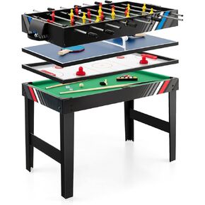 Goplus 4-in-1 Combination Game Table, 49" Multi Game Table Set with Soccer, Air Hockey, Billiards, Table Tennis Tabletop, Pool Table Foosball Table for Home, Game Room, Family Night, Adult Kids Gifts