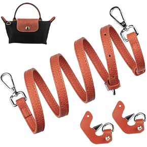 Crossbody Strap Replacement for Longchamp Le Pliage Original Pouch with Handle Mini Bag Adjustable Conversion Kit for Long Champ(Width:12mm,Color:Brown)
