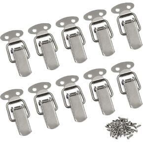Zorfeter Small Stainless Steel Spring Loaded Toggle Lock Clasp Buckle Latch for Cabinet Boxes Suitcase with Mounting Screws, Pack of 10