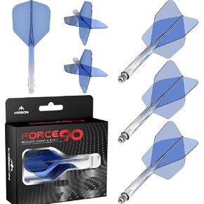 Mission Darts Force 90 | Integrated Precision Moulded Dart Flight and Shaft System, Pack of 3 Professional Durable Combined Dart Flights and Stems | Standard No.6 (Blue Gradient, Medium)