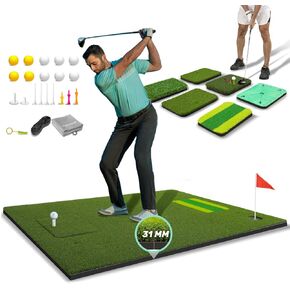 6-Zone Golf Mat: 5 * 4ft Thickened Golf Hitting Mats, Golf Mats Practice Indoor & Outdoor, Ideal for Perfecting Your Swing, Driving, and Chipping with Realistic Fairway, Rough, Tee, and Green Areas