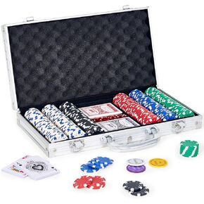 Poker Chips with Numbers 300 PCS Poker Chip Set with Aluminum Travel Case, 11.5g Poker Chips for Texas Holdem and Blackjack