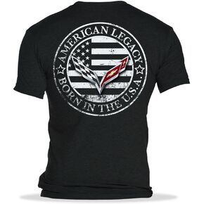 C7 Corvette Men's Short Sleeve T-Shirt - USA Flag Shirt - from The American Legacy Collection - Officially Licensed by GM