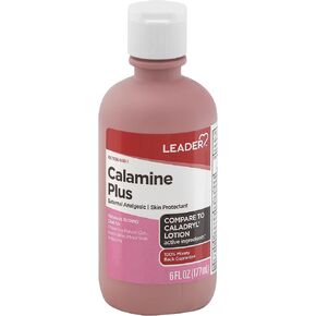 Leader Calamine Plus Anti-Itch Lotion, External Analgesic, Skin Protectant for Itch Relief, Poison Ivy, Insect Bites, Chicken Pox, for Adults & Children 2+, Compare to Caladryl - 6 oz