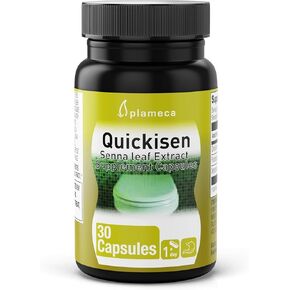 Quickisen Dietary Supplement Laxative Capsules, Natural Senna Extract, Relief from Occasional Constipation, Supports Intestinal Health, Gluten-Free and Dairy-Free, 30 Capsules