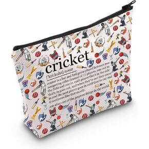 MEIKIUP Cricket Lover Gift Cricket Cosmetic Makeup Bag Crickets Team Coach Gift Cricket Player Zipper Pouch Bag (Cricket Bag)