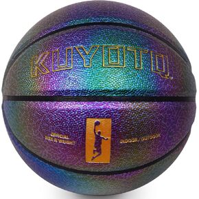 KUYOTQ Kids Youth Women Basketball Shiny Color Purple Leather Size 3/4/5/6 Basketball 22/25.5/27.5/28.5" Dazzle Textured Basketball for Boys and Girls Women Basketball Gifts (Deflated,Without Pump)