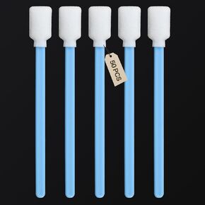 50pcs 5.1" Foam Printer Cleaning Swabs Sticks - Square Lint-Free Foam Tip Swab for Camera, Inkjet Printer, Painting, Optics Lens Equipment (Blue, 50PCS)