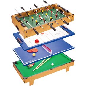 TALLO 4-in-1 32" Combination Game Table for Foosball, Air Hockey, Billiards and Table Tennis, Multi Games Set for Home Play Room