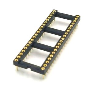 Gold-Plated 16 pcs DIP-40 pins Round Hole IC Socket Adaptor 2.54mm Pitch 7.6 Row Pitch 2 Row 40 Round Pins Soldering