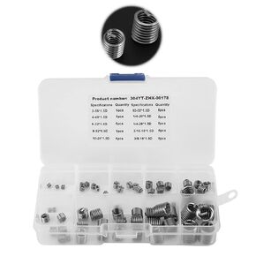Wire Screw Sleeve, 60pcs Thread Insert Kit 304 Stainless Steel Wire Screw Sleeve Thread Repair Insert Assortment Kit, helical Threaded Inserts