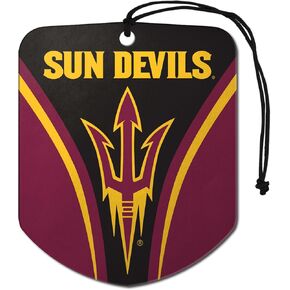 FANMATS 61604 NCAA Arizona State Sun Devils Hanging Car Air Freshener, 2 Pack, Black Ice Scent, Odor Eliminator, Shield Design with Team Logo