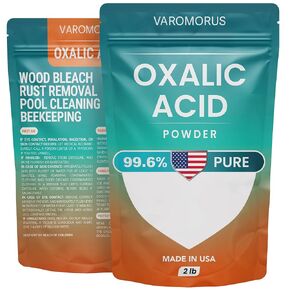Varomorus Oxalic Acid 2 lbs - 99.6% Pure Fine Powder, Multi-Use Cleaner and Stain Remover for Wood, Metal, Rust, Wood Bleach, Hardwood Floor & Furniture Restorer, Pool - Industrial Cleaning Solution