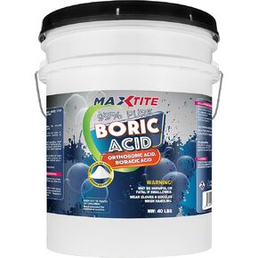 99% Pure Boric Acid - Granular (40 lbs) - Granular, Premium Industrial Grade Strength H3BO3 - Convenient Easy-Open Resealable Pail