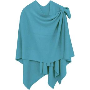 MIRMARU Women’s Cross Front Poncho Sweater Wrap Topper Knitted Cardigan Shawls Cape for Fall Winter