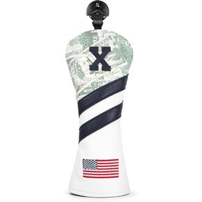 Golf Club Head Cover USA Dollor Desgin, with Interchangeable No. Tags Included 2, 3,4,5,6, UT/X, Golf Wood Head Covers, Waterproof Pu Leather Material, Club Cover, for All Woods Drivers