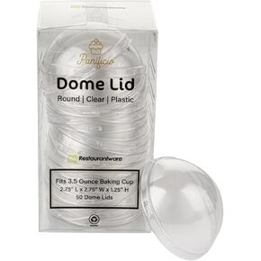 Restaurantware LIDS ONLY: Panificio 2.7 x 1.5 Inch Baking Lids 50 Sturdy Plastic Baking Lids - Cups Sold Separately Greaseproof Clear Plastic Tin Lids Fit 3.5 Ounce Foil Cups For Bakeries