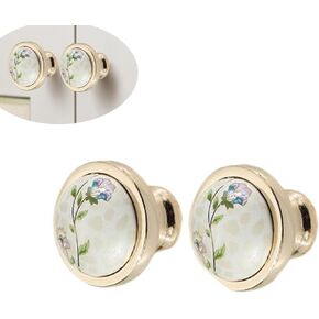 Ceramic Door Knobs, 2 Pcs Pastoral Style Ceramic Furniture Handles Drawer Pulls with Ceramic Furniture Drawer Knob Cupboard Furniture Pull Handles,3-3/4in(96mm) Hole Centers