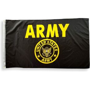 3x5 Army Flag with Gold Crest with Two Brass Grommets, 100% Polyester Fabric, and Double Stitched Edges, 3x5 Gold Crest Army Flag, US Army Flag with Gold Crest, 3x5 Military Flag, Army Flags 3x5