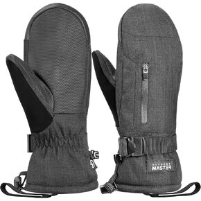 OutdoorMaster Ski Mittens for Women & Men, Waterproof & Windproof Ski Gloves, Winter Warm Snowboarding Gloves