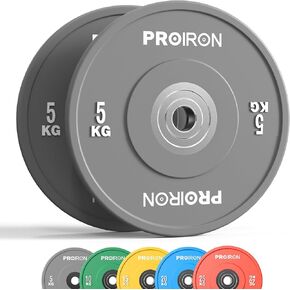 PROIRON Olympic Bumper Plates, 2" Solid Rubber Weight Plates for Barbell Strength Training and Weight Lifting, 11LB 22LB 33LB 44LB, Single or Pair