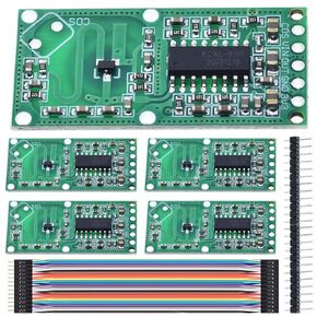 5 Pcs RCWL-0516 Microwave Radar Module Human Body Induction Switch Sensor 3.3V Detection Distance Board for Arduino/Raspberry PI with Dupont Cable, 40 Pin Header