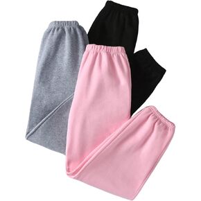 Floerns Girl's 3 Pcs Elastic Waist Jogger Pants Kids Sport Athletic Sweatpants