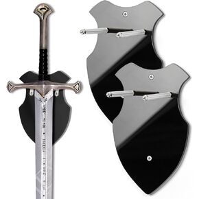 Lesnala 2Pcs Sword wall mount Wall mounted sword rack Single sword wall mount vertical Wall mounted general sword rack for Sword Axe Anime SwordStand Vertical Display and Decoration Sword Holder-Black