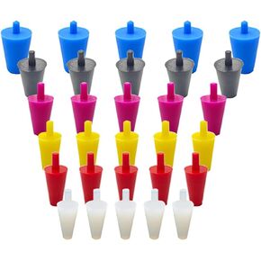 60 Pack Silicone Rubber Stoppers 6 Sizes Lab Solid Tapered Drainage Assorted Bottle Plugs for Round Hole Water Table Plastic Pool Ceramic Planters