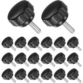 Thumb Screw Knurled Knobs, M5 x 15mm Male Thread, Black Round Head Clamping Screw Threaded Stud Hand Knobs Grip, (Applications: for Machinery Lathes), 20-Pieces