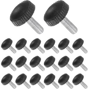 Thumb Screw Knurled Knobs, M4 x 12mm Male Thread, Black Round Head Clamping Screw Threaded Stud Hand Knobs Grip, (Applications: for Machinery Lathes), 20-Pieces