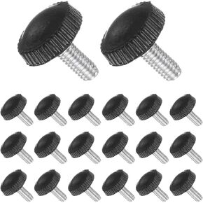 Thumb Screw Knurled Knobs, M4 x 10mm Male Thread, Black Round Head Clamping Screw Threaded Stud Hand Knobs Grip, (Applications: for Machinery Lathes), 20-Pieces