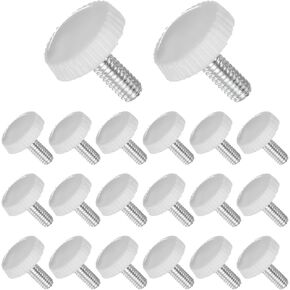 Thumb Screw Knurled Knobs, M4 x 10mm Male Thread, White Round Head Clamping Screw Threaded Stud Hand Knobs Grip, (Applications: for Machinery Lathes), 20-Pieces