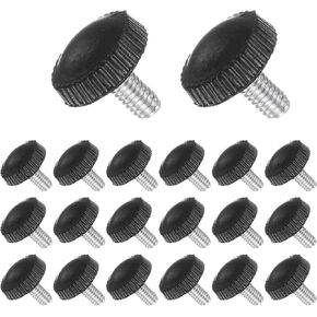 Thumb Screw Knurled Knobs, M4 x 6mm Male Thread, Black Round Head Clamping Screw Threaded Stud Hand Knobs Grip, (Applications: for Machinery Lathes), 20-Pieces