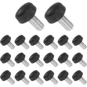 Thumb Screw Knurled Knobs, M6 x 12mm Male Thread, Black Round Head Clamping Screw Threaded Stud Hand Knobs Grip, (Applications: for Machinery Lathes), 20-Pieces