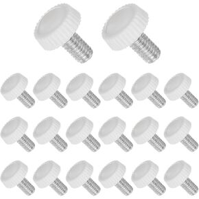 Thumb Screw Knurled Knobs, M6 x 12mm Male Thread, White Round Head Clamping Screw Threaded Stud Hand Knobs Grip, (Applications: for Machinery Lathes), 20-Pieces