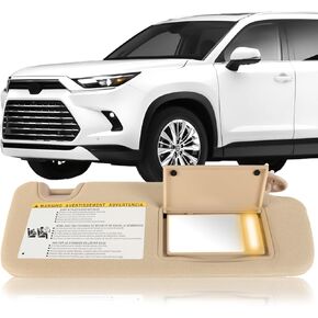 Left Driver Side Sun Visor Compatible with Toyota Highlander 2014 2015 2016 2017 2018 2019 Sun Visor Replacement 74320-0E074-B0(Grey)