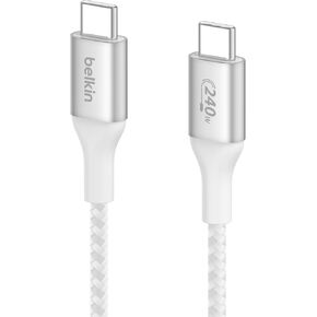 كابل طاقة Belkin BoostCharge USB-C إلى USB-C (2 متر، 6.6 قدم)، كابل شحن سريع مع توصيل طاقة 240 واط، معتمد USB-IF، متوافق مع MacBook Pro وChromebook وSamsung Galaxy وiPad والمزيد - أسود in Kuwait
