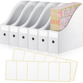 Thenshop 6 Pieces 12 x 12 Scrapbook Paper Organizer Vertical Storage Bin for Holding 12" x 12" Papers, Scrapbook Papers, Vinyl Sheets, Cardstocks, Magazine, File, Document, White