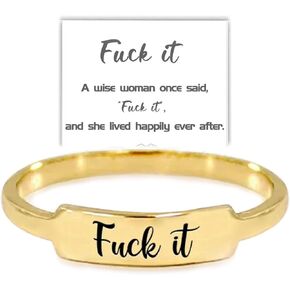 Fuck It Dainty Bar Ring, Fuck It Square Ring, Funny Engraved Fuck It Ring, Fuck It Middle Finger Dainty Bar Ring, Stainless Steel Ring Inspirational Friendship Ring