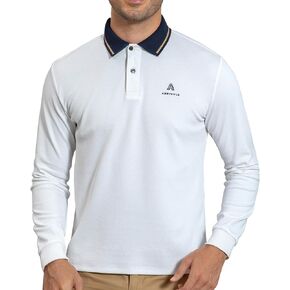 Men's Long Sleeve Polo Shirts with Collar Slim Fit Collared Shirts for Work, Golf, Casual