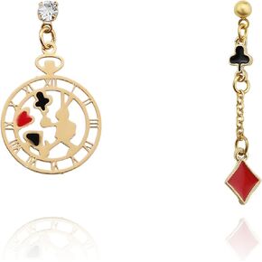 Queen of Hearts Earrings for Women, Red Heart Playing Card Earrings, Long Playing Card Cat Bunny Stud Earrings, Funny Cartoon Playing Card Dangle Earrings, Halloween Costume Accessories