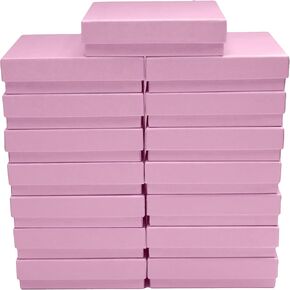 Novel Box® Made in USA Jewelry Gift Box in Pink Kraft with Removable Cotton Pad 3.5X3.5X0.9 (Pack of 15) + NB Cleaning Cloth