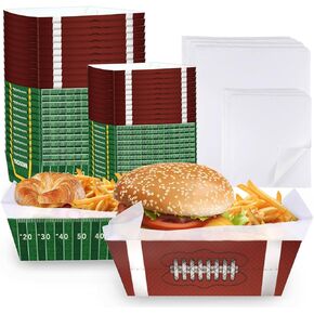 36 Pcs Football Party Decorations Paper Food Trays, Football Party Favors Food Trays Disposable Football Party Supplies Football Decor Serving Tray Birthday Bowl Party Food Boats Nacho Tray