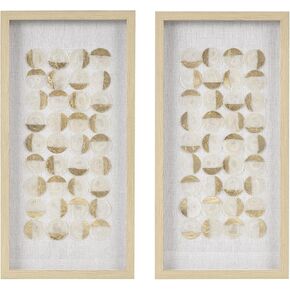 Madison Park Wall Art Living Room Décor - Exton Geometric Carved Wood Frame, Home Accent Modern Kitchen Dining Decoration, Ready to Hang Panel for Bedroom, 20" W x 32" H, Natural/White