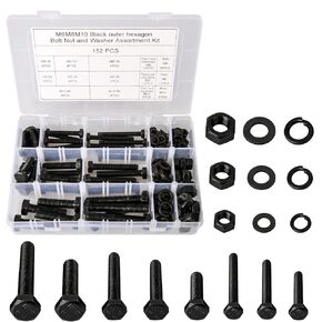 SHAOHUA 244PCS M3 M4 M5 M6 M8 M10 Nuts and Bolts Kit, Stainless Steel Flat Hex Head Screws Bolts Nuts, Lock and Flat Gasket Washers Assortment Kit, Metric Bolt Assortment
