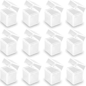 Farmer Mani 12 Pieces Square Empty Mini Clear Plastic Storage Containers with Lids for Tiny Items and Other Craft Projects.(1.85 x 1.85 x 0.32 inch)